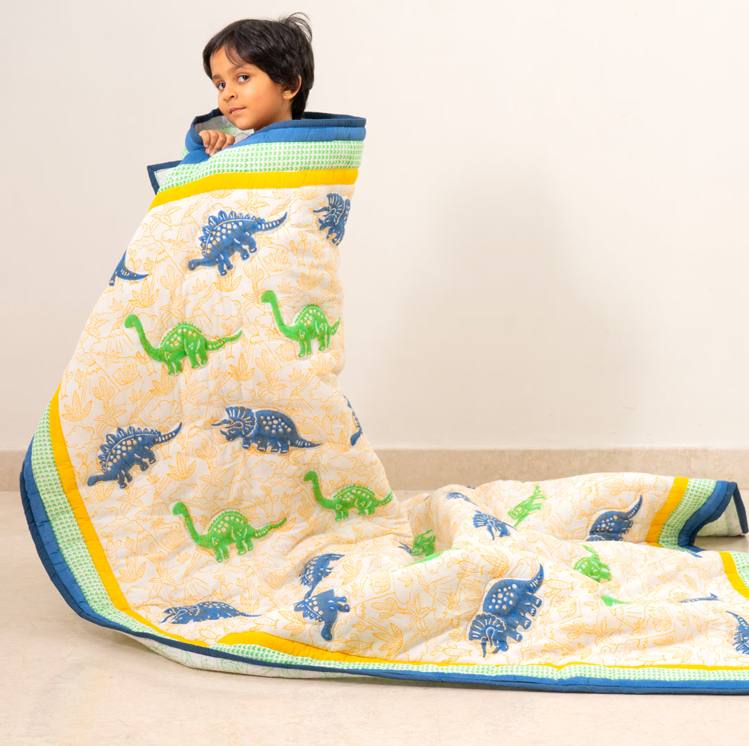 Gudgoodie Cotton Muslin Baby Quilt - Dinosaur Pals