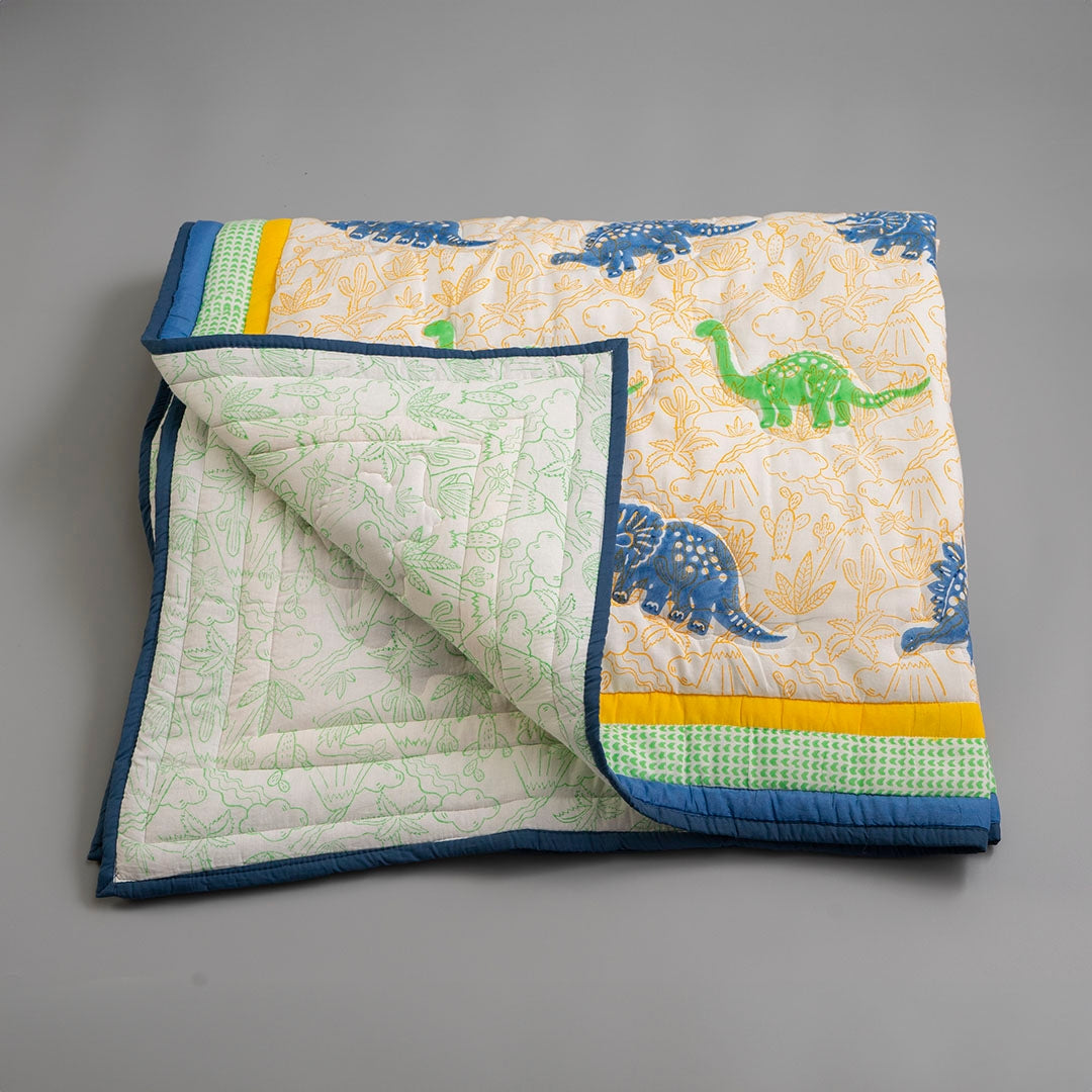 Gudgoodie Cotton Muslin Baby Quilt - Dinosaur Pals