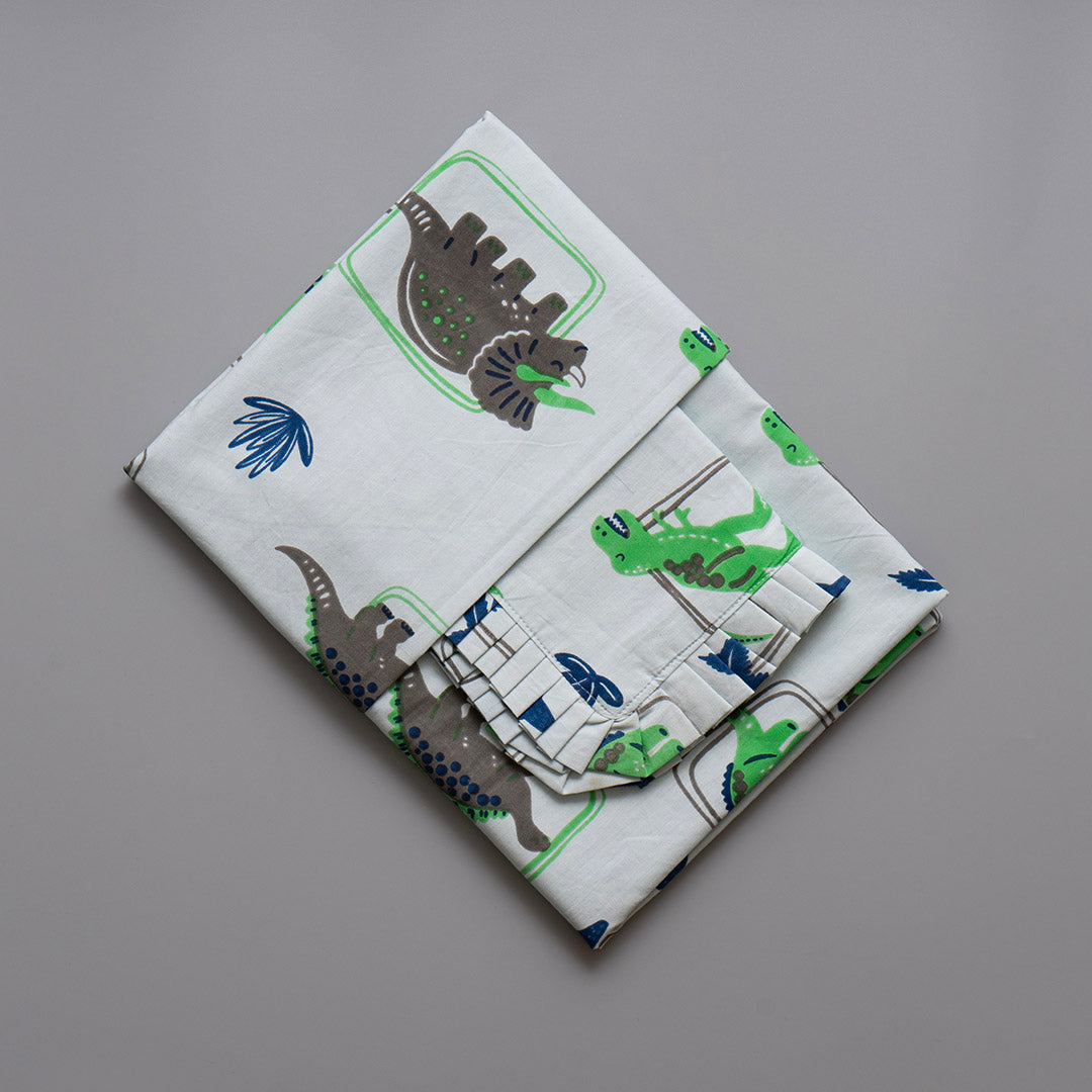 Gudgoodie Flat Crib Bedsheet - 100% Cotton Percale - Dinosaur Pals