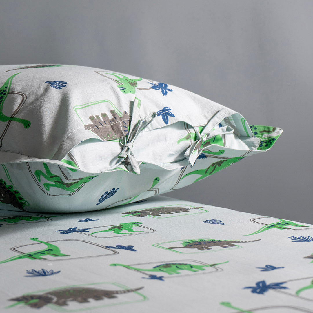 Gudgoodie Flat Crib Bedsheet - 100% Cotton Percale - Dinosaur Pals