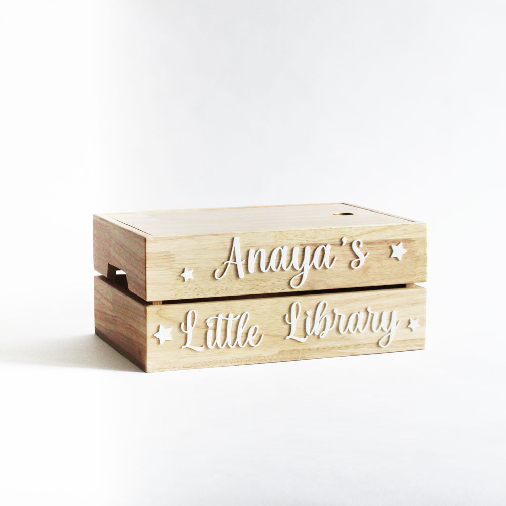 Personalized Wooden Storage Box - Multiple Designs - My Little Library - image 1