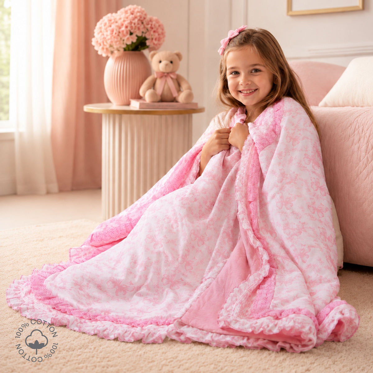 My Milestones La Belle Ruban Kids Muslin Blanket - 50 x 76 Inches - 4 Layered