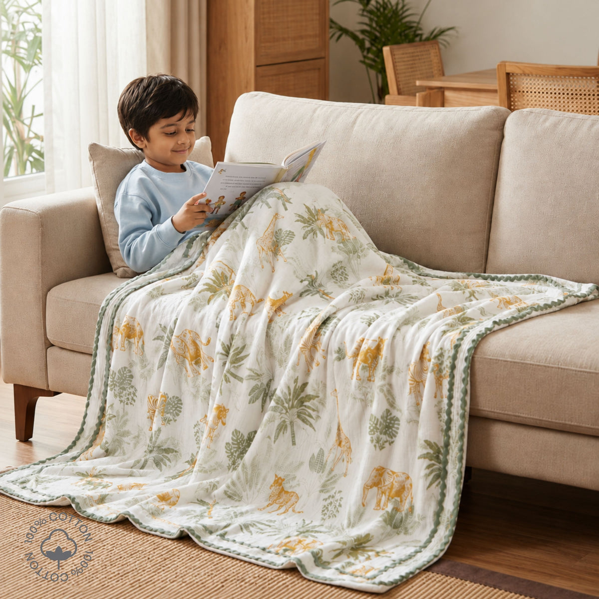My Milestones Racconti Reali di Savana Kids Muslin Blanket - 50 x 76 Inches - 4 Layered