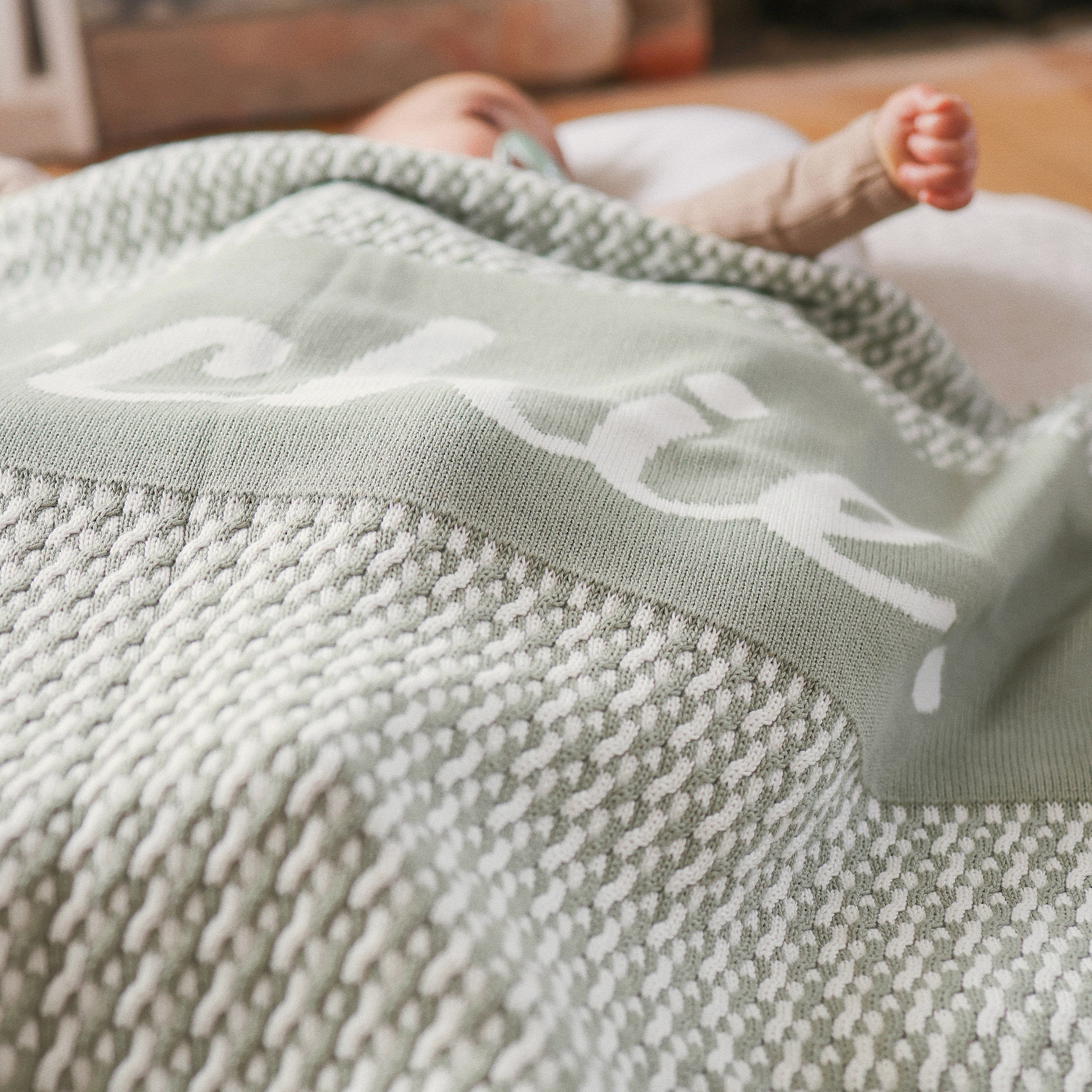 Personalised Name Blanket Collection - Namely Co - Herringbone - Desert Sage