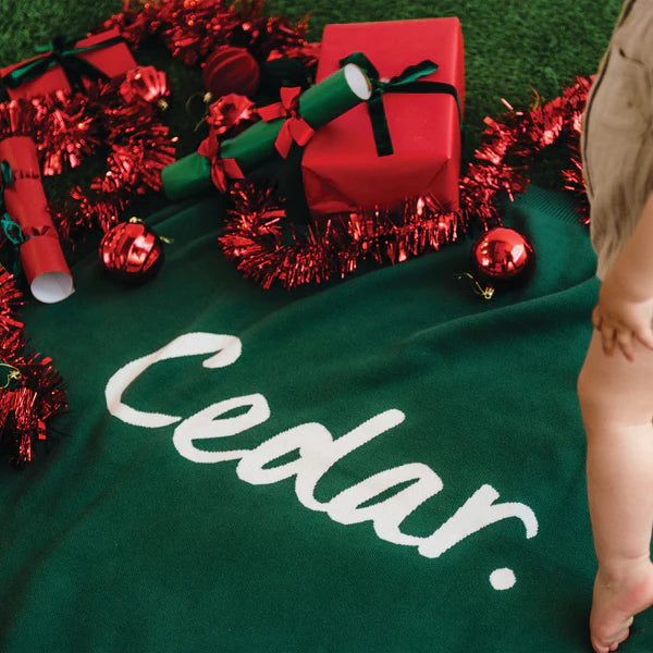 Personalised Name Blanket Collection - Namely Co - Classic Name - Forest Green / Ivory