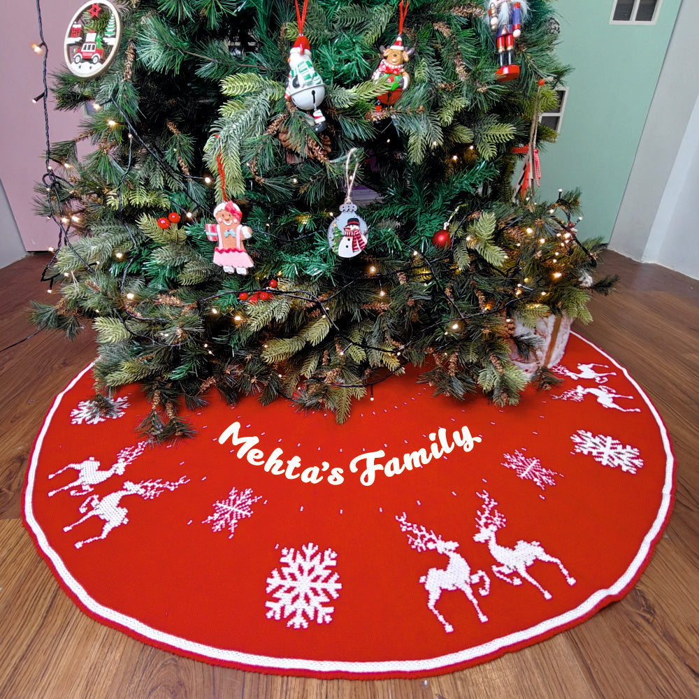 Personalised 50" Tree Skirt-to-Cape- Snowy Scandinavian Knit