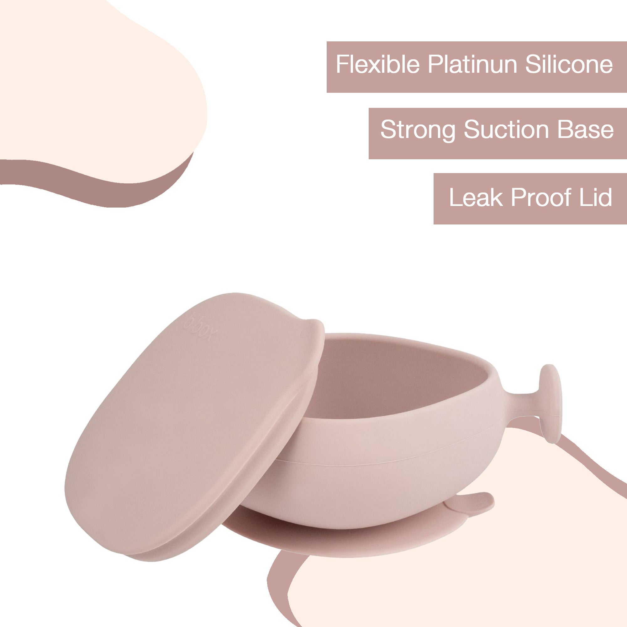b.box Silicone Bowl + Lid with Suction Base Blush Pink
