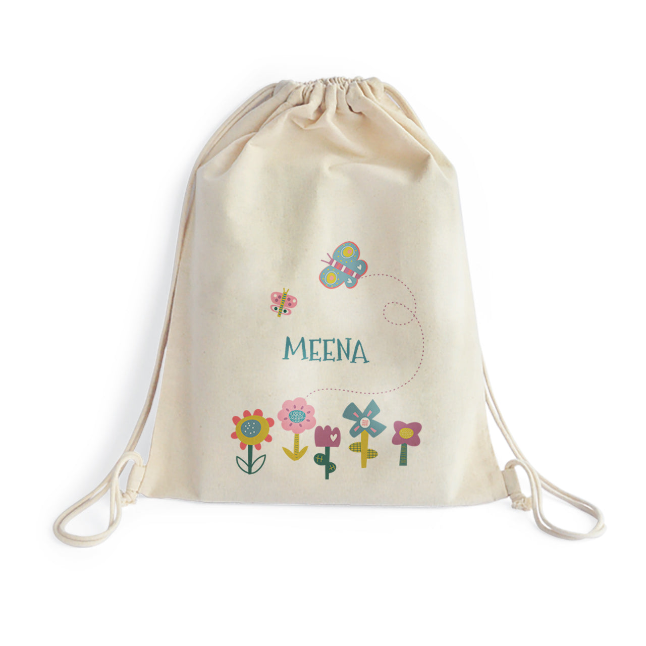 Personalised Drawstring Bag - Flower Power