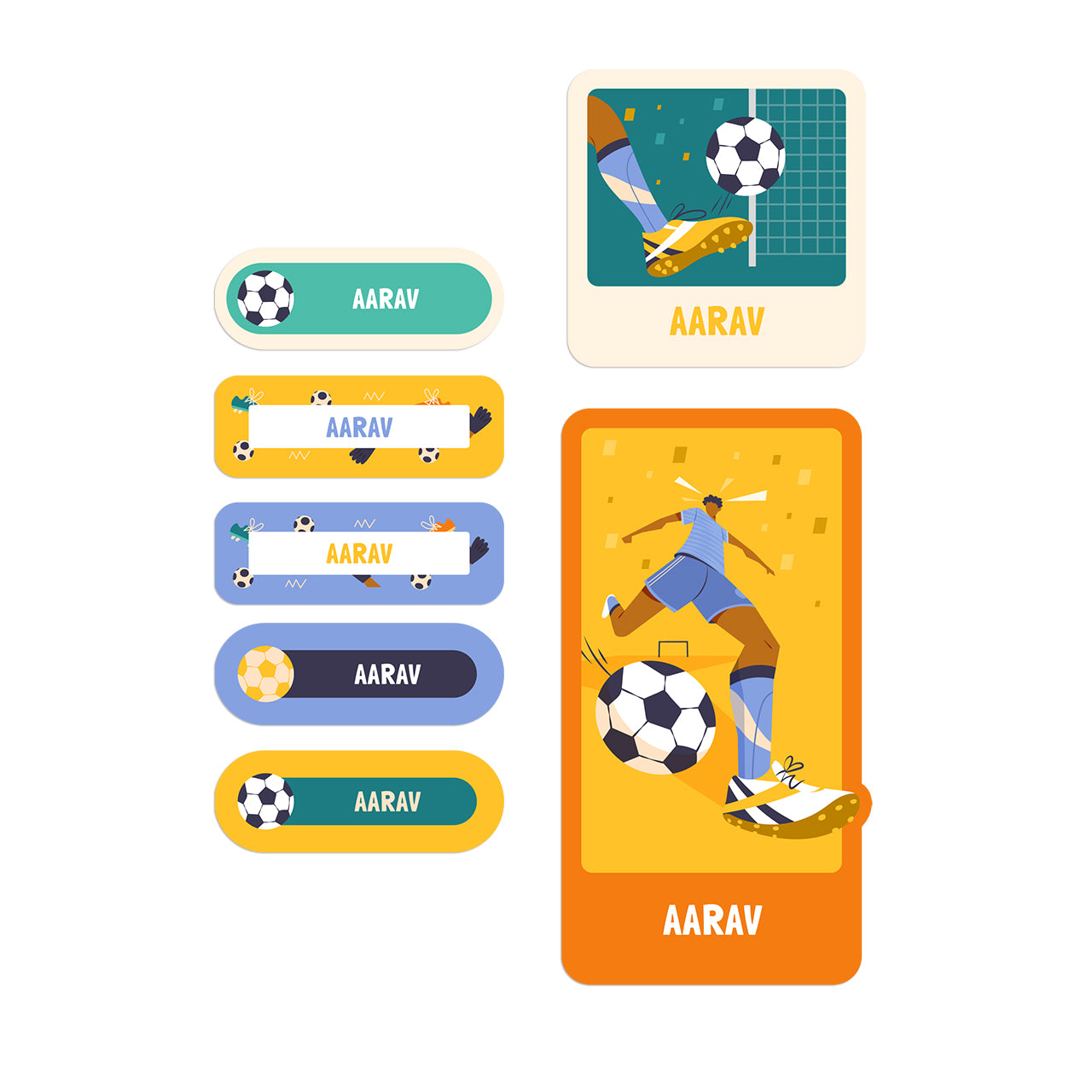 Name Labels / Gift Stickers - Football Goals, Boy