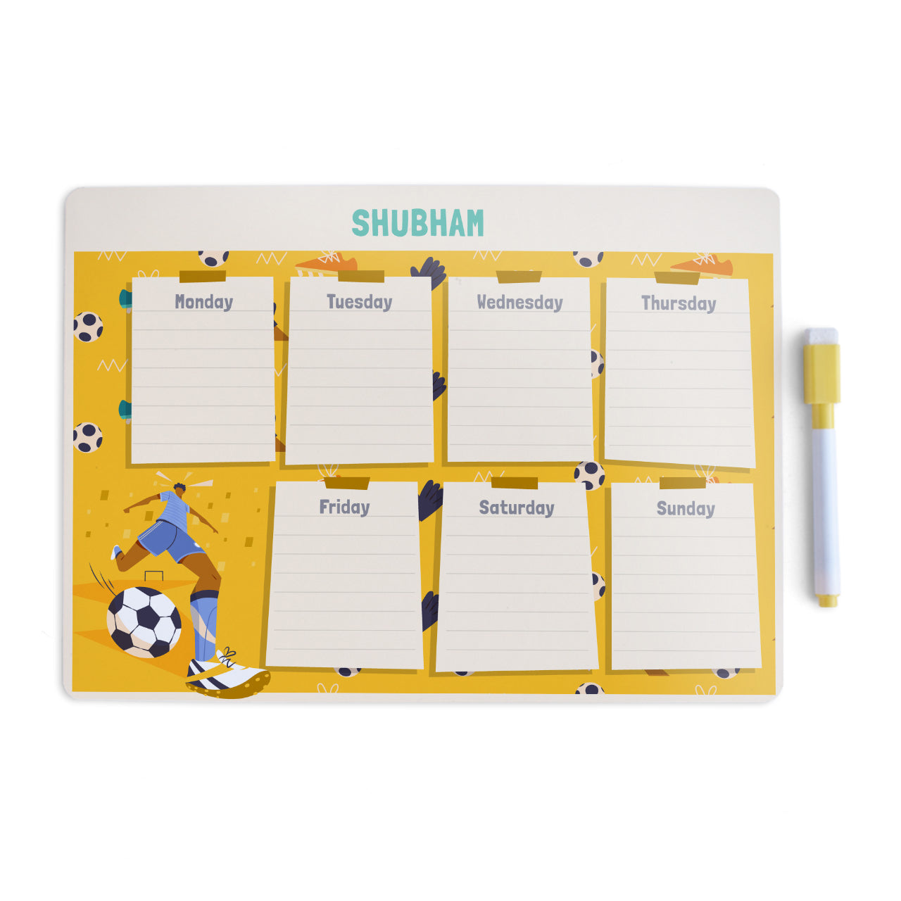 Personalised Meal / Weekly Planner - Football Goals, Boy