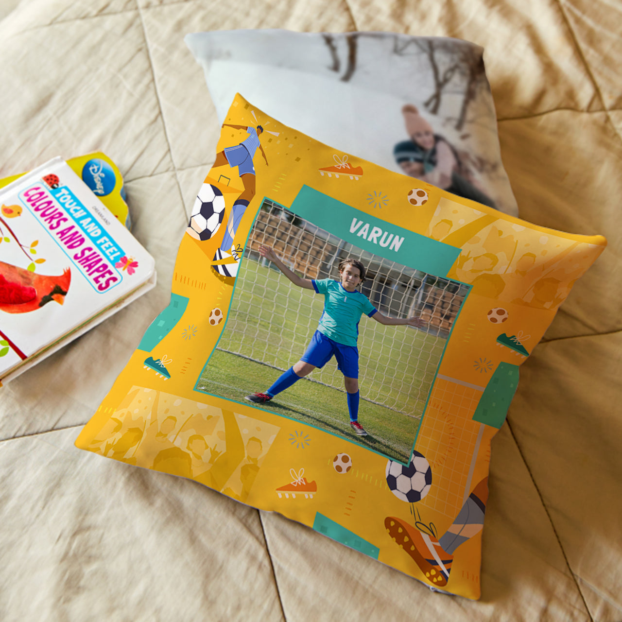 Personalised Photo Cushions - Football Goals, Boy