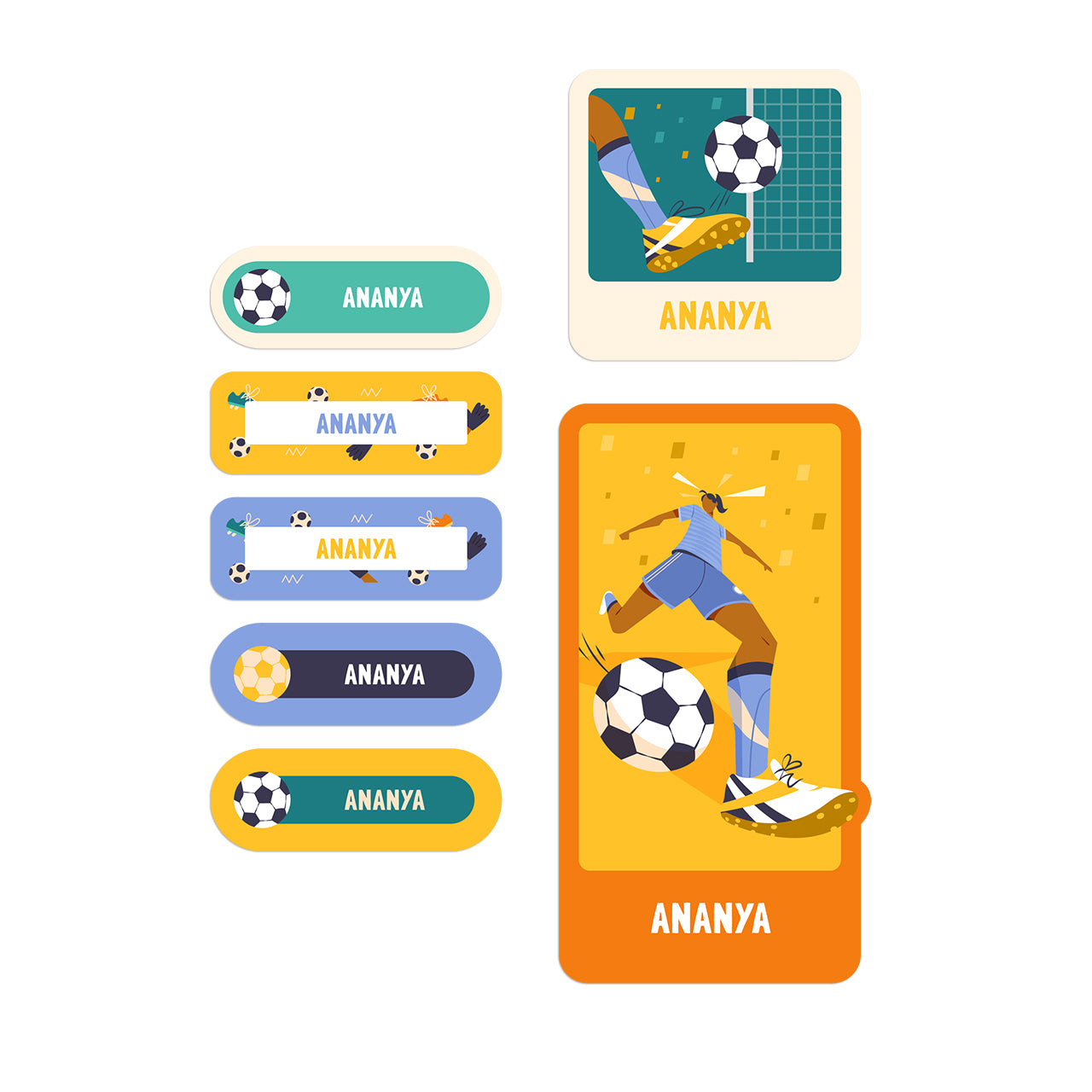 Name Labels / Gift Stickers - Football Goals, Girl