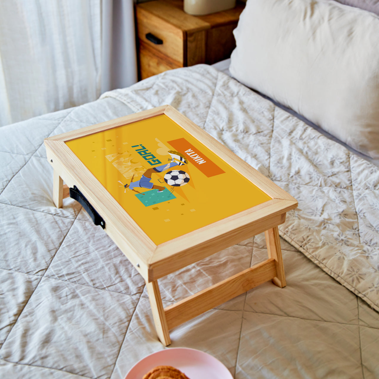 Personalised Foldable Desk - Football Goals, Girl