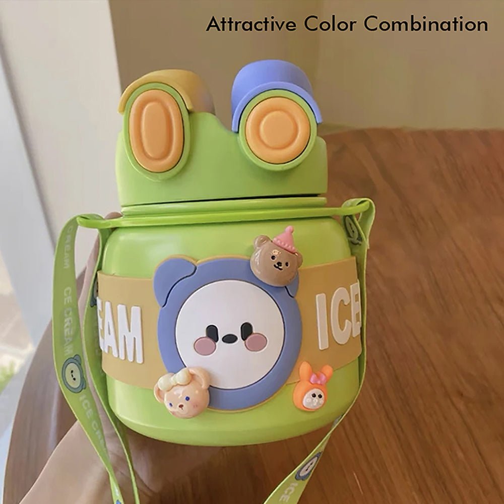 Green 2 way Lid Style Icecream Theme Kids Water Bottle, 850ml - Little Surprise BoxGreen 2 way Lid Style Icecream Theme Kids Water Bottle, 850ml