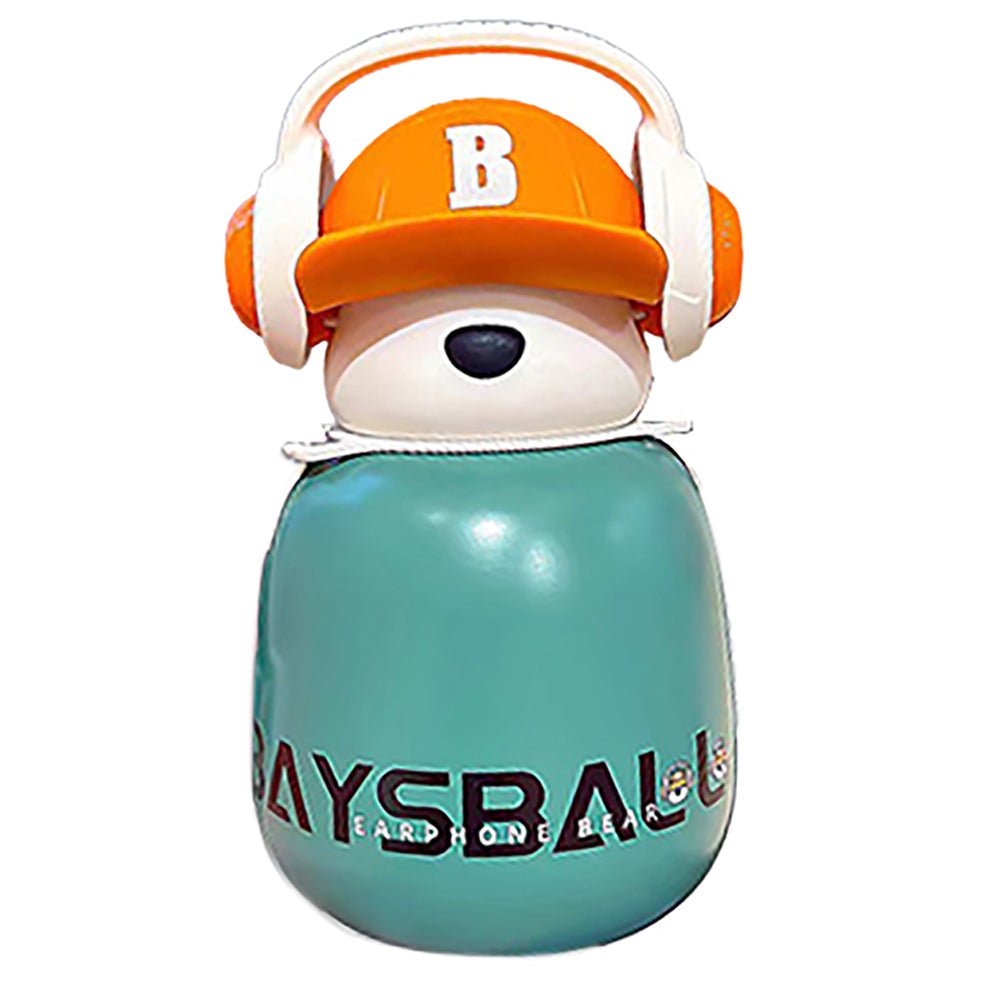 Green Baseball Bear Kids Water Bottle, 460ml - Little Surprise BoxGreen Baseball Bear Kids Water Bottle, 460ml