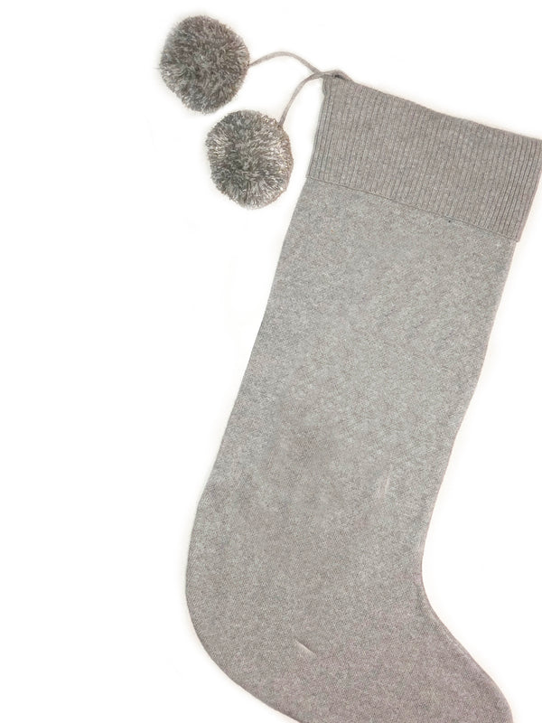 Classic Christmas Stocking - Base: Grey Marl; Letter: Ivory Lurex