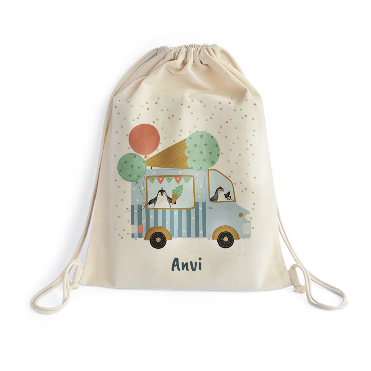 Personalised Drawstring Bag - Ice Cream Fun