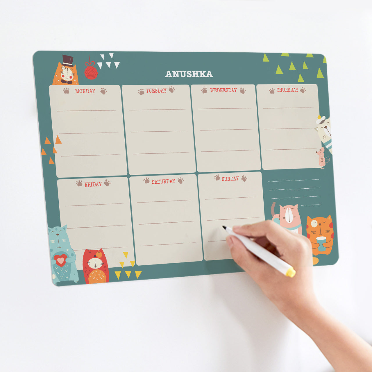 Personalised Meal / Weekly Planner - Kitty Cat