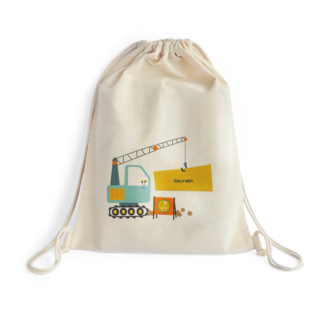 Personalised Drawstring Bag - Let's Build, Construction