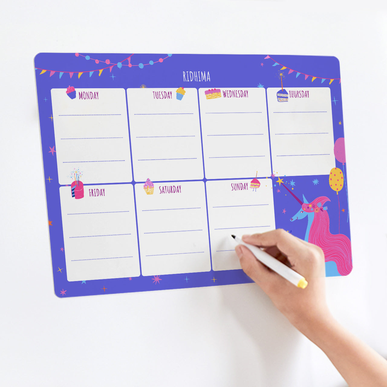 Personalised Meal / Weekly Planner - Magical Unicorn