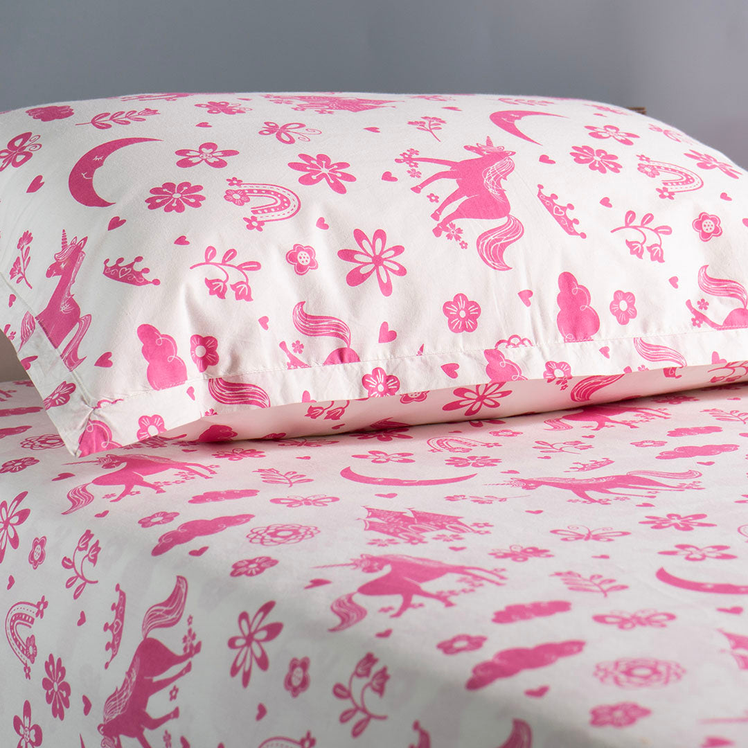 Gudgoodie Flat Crib Bedsheet - 100% Cotton Percale - Magical Unicorns