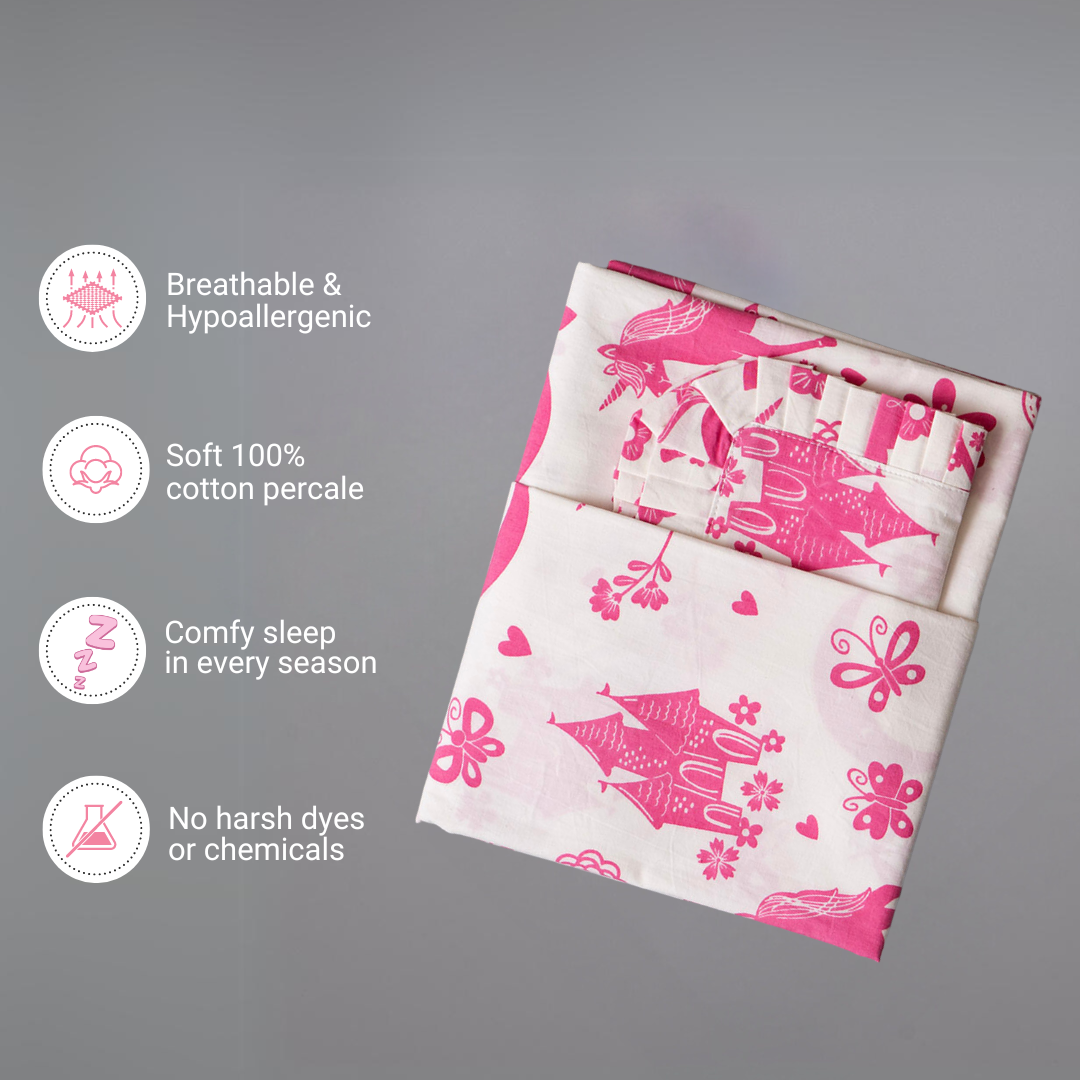 Gudgoodie Flat Crib Bedsheet - 100% Cotton Percale - Magical Unicorns