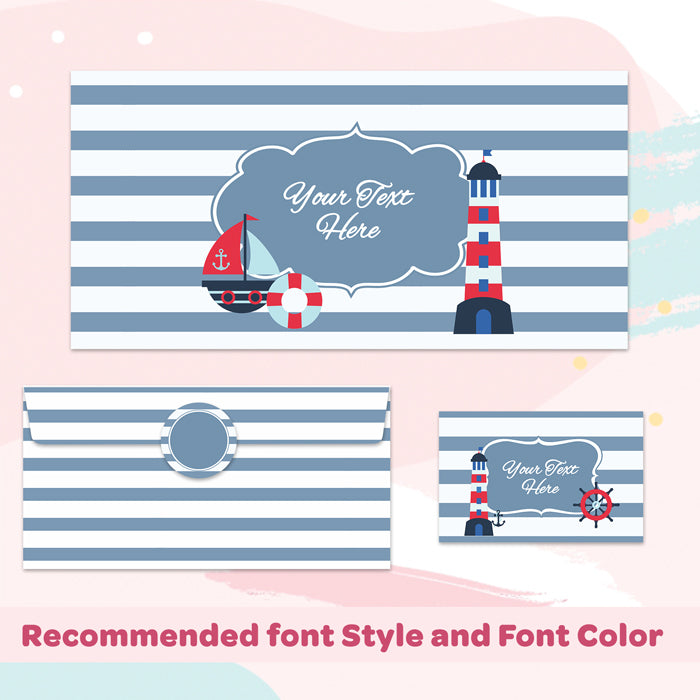 Personalised Gift Envelopes, Cards & Stickers Combo - Nautical, Set Of 130