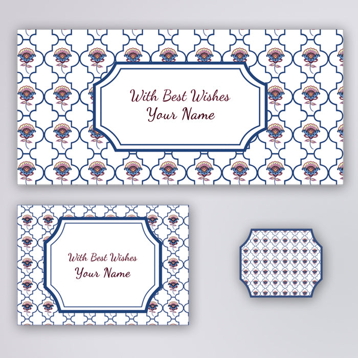Personalised Gift Envelopes, Cards & Stickers Combo - Mughal Art, Set Of 130