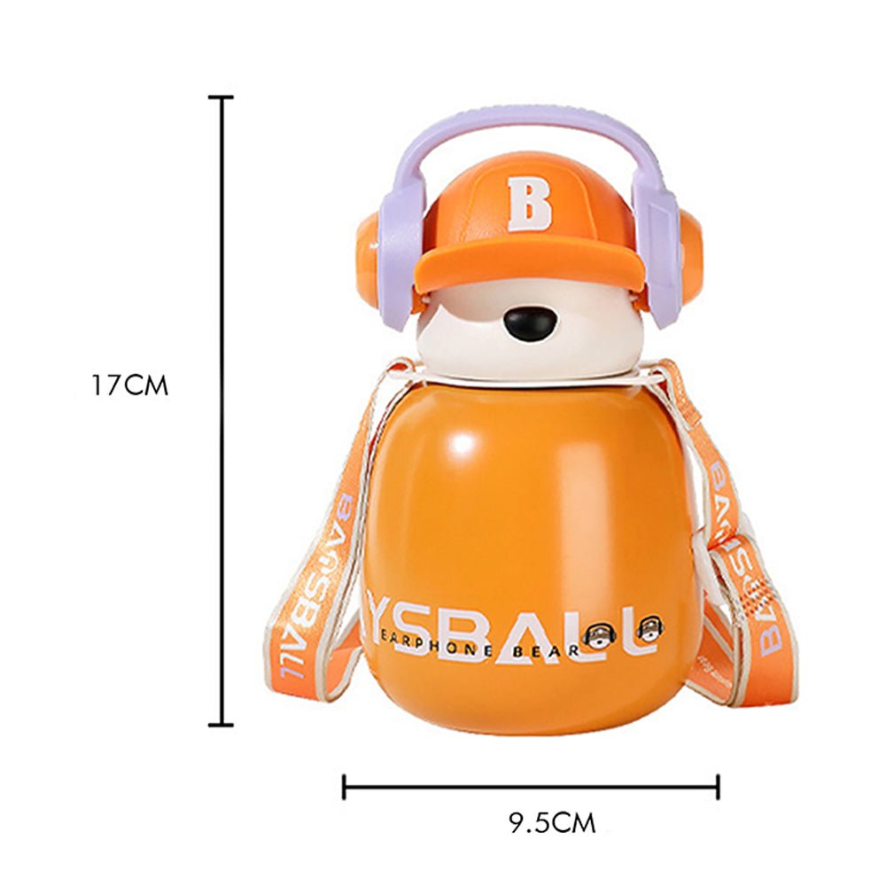 Orange Baseball Bear Kids Water Bottle, 460ml - Little Surprise BoxOrange Baseball Bear Kids Water Bottle, 460ml