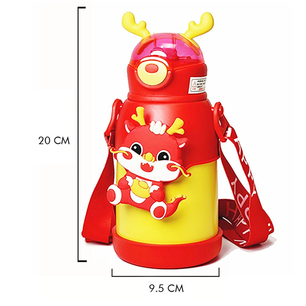 Orange Lucky Dragon theme Kids Water Bottle, 500ml - Little Surprise BoxOrange Lucky Dragon theme Kids Water Bottle, 500ml