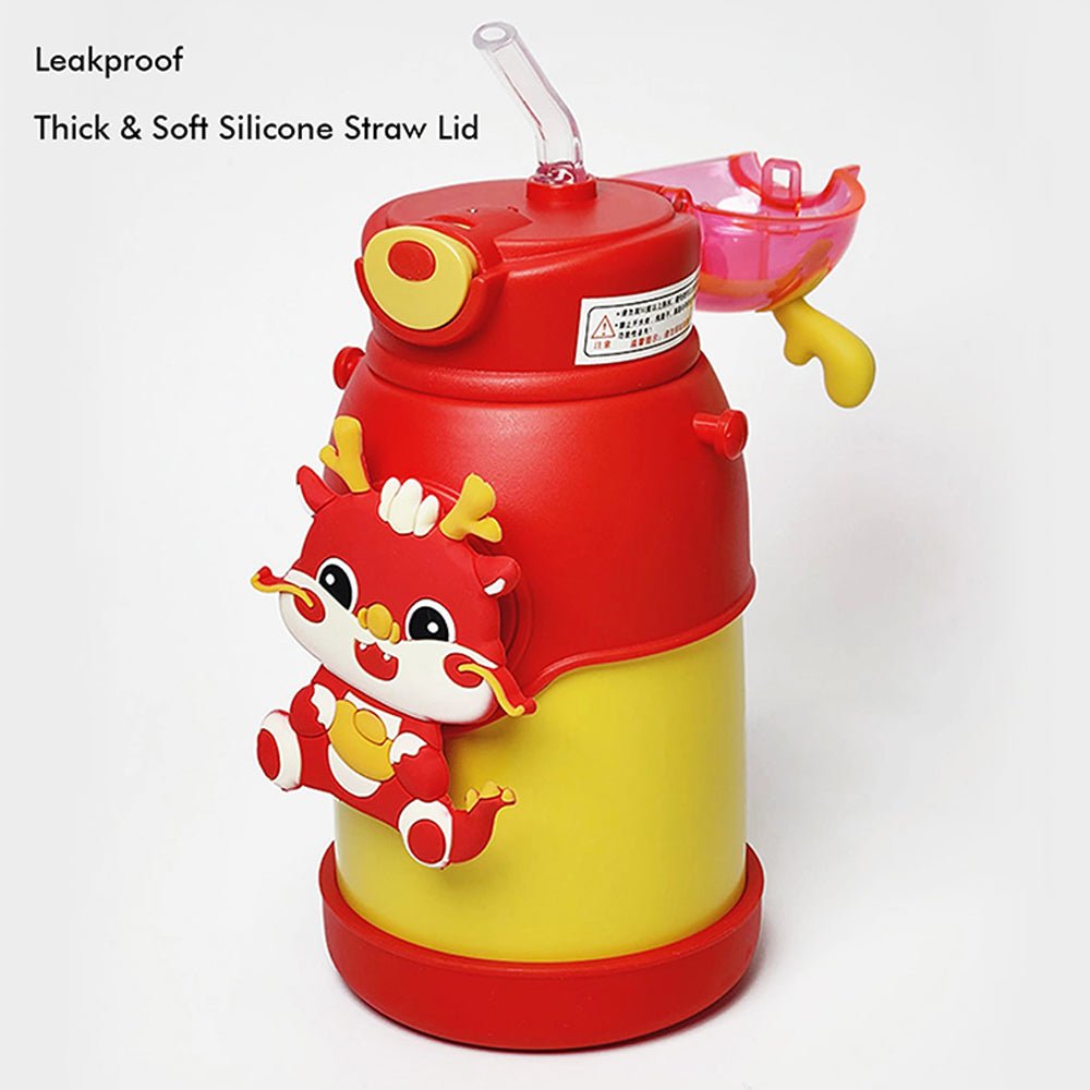 Orange Lucky Dragon theme Kids Water Bottle, 500ml - Little Surprise BoxOrange Lucky Dragon theme Kids Water Bottle, 500ml