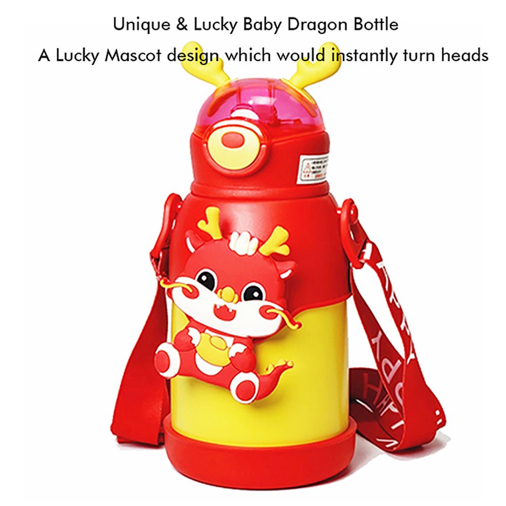 Orange Lucky Dragon theme Kids Water Bottle, 500ml - Little Surprise BoxOrange Lucky Dragon theme Kids Water Bottle, 500ml