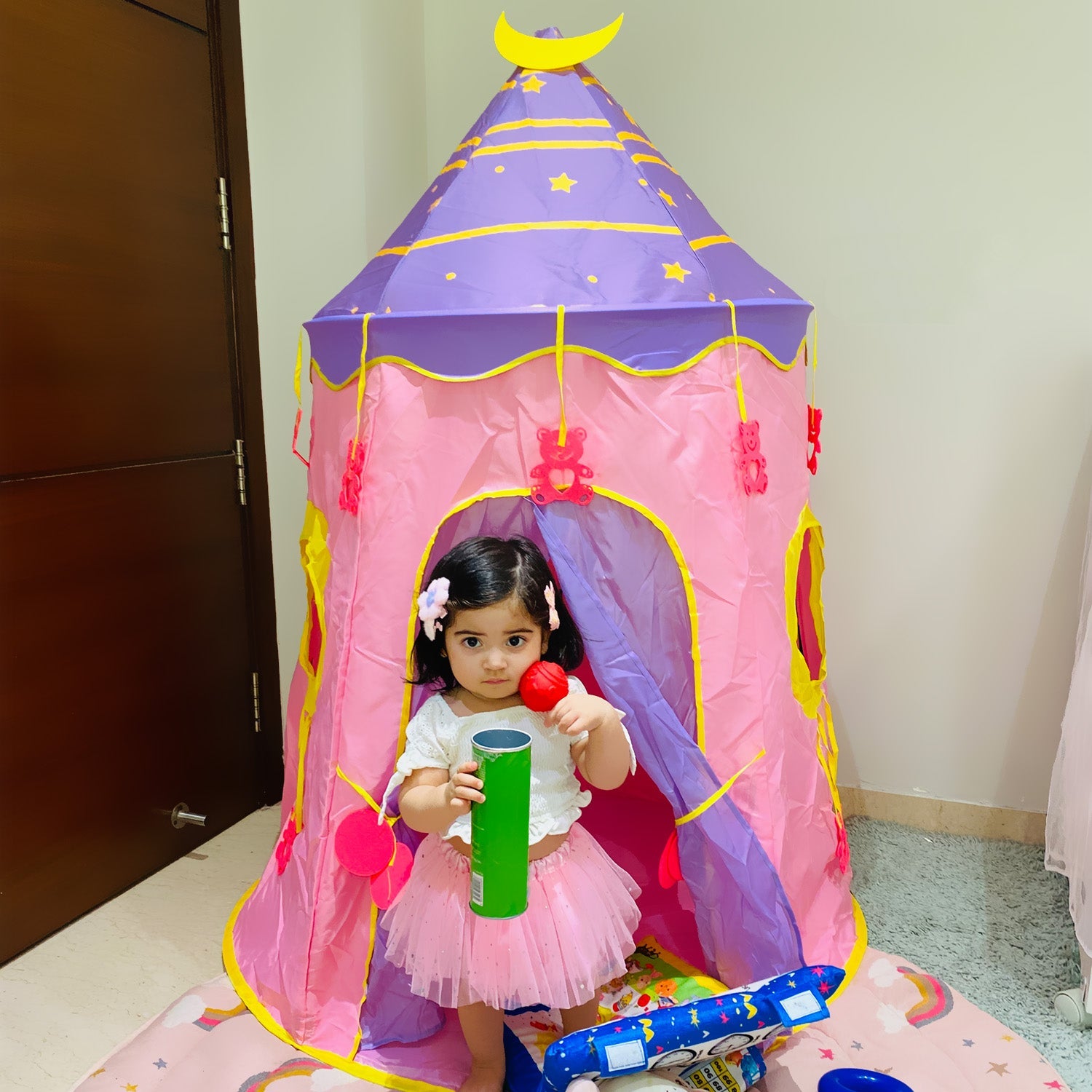 Playtime Foldable Tent House Star Teddy - Pink - Baby Moo