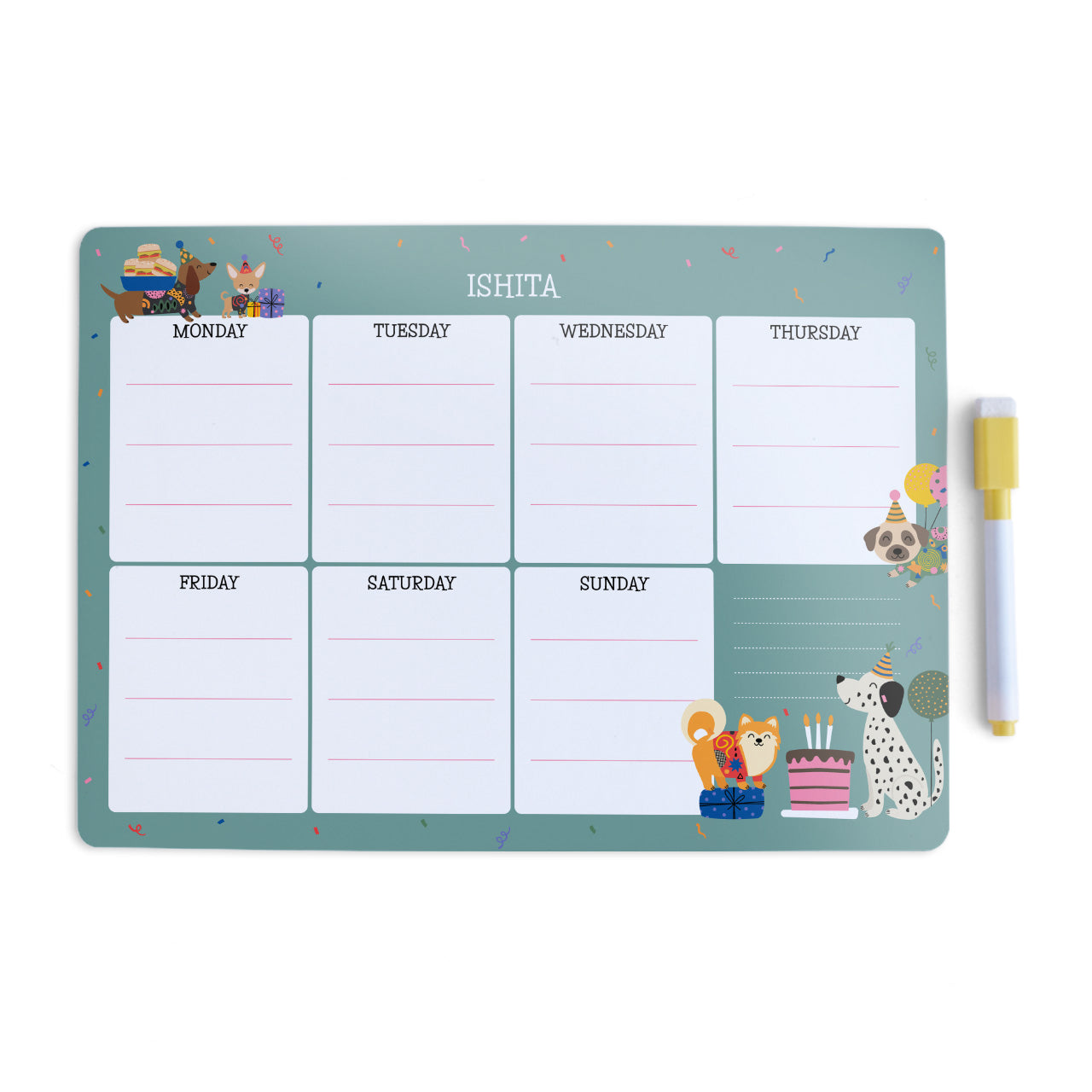 Personalised Meal / Weekly Planner - Paw Party