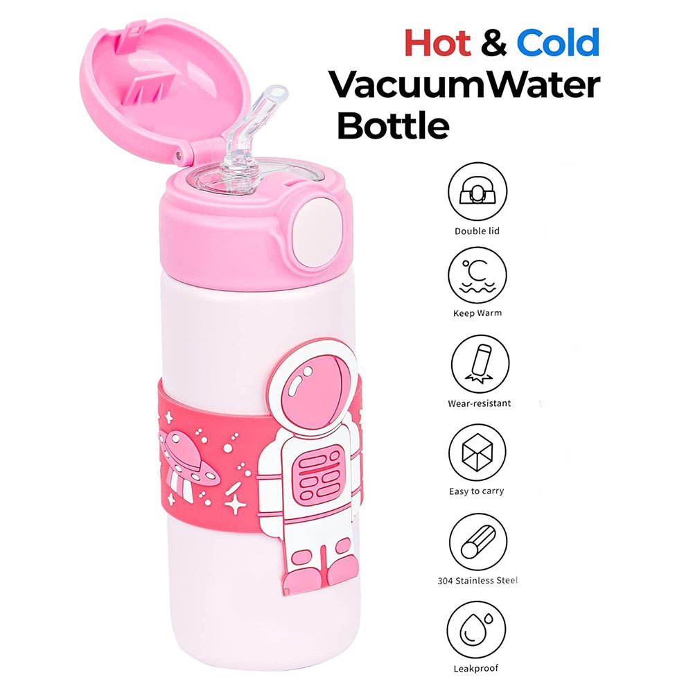 Pink Band Astronaut, Stainless Steel Kids Water Bottle, 500 ml - Little Surprise BoxPink Band Astronaut, Stainless Steel Kids Water Bottle, 500 ml