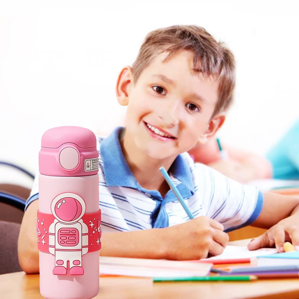 Pink Band Astronaut, Stainless Steel Kids Water Bottle, 500 ml - Little Surprise BoxPink Band Astronaut, Stainless Steel Kids Water Bottle, 500 ml