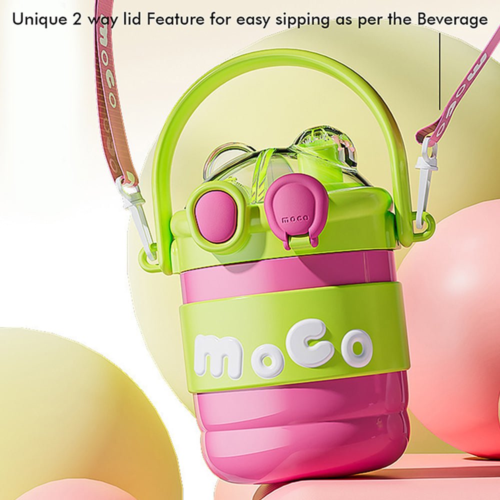 Pink & Green 2 way Lid Style Moco Kids Water, 600 ml - Little Surprise BoxPink & Green 2 way Lid Style Moco Kids Water, 600 ml