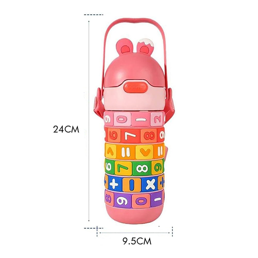 Pink Maths Wizard theme Stainless Steel water Bottle for Kids, 430ml - Little Surprise BoxPink Maths Wizard theme Stainless Steel water Bottle for Kids, 430ml