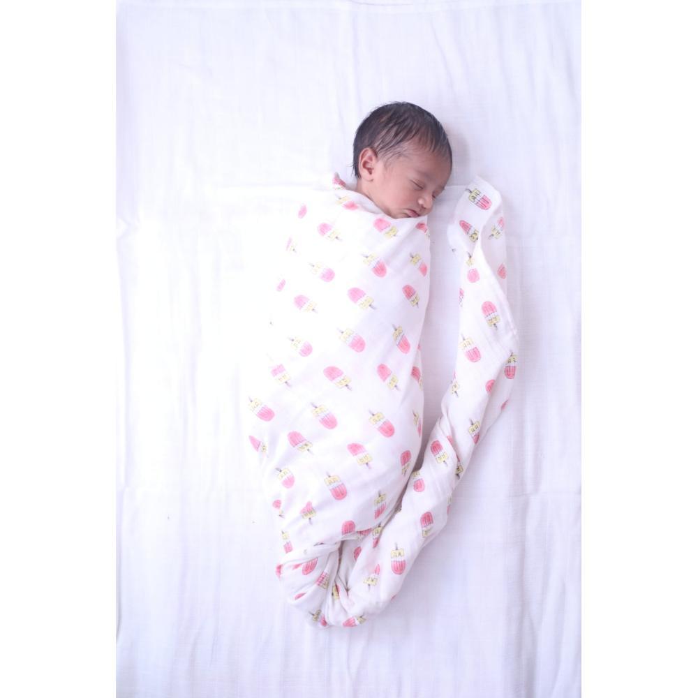 Theoni 100% organic cotton muslin swaddle-Popsicle Fun Pink