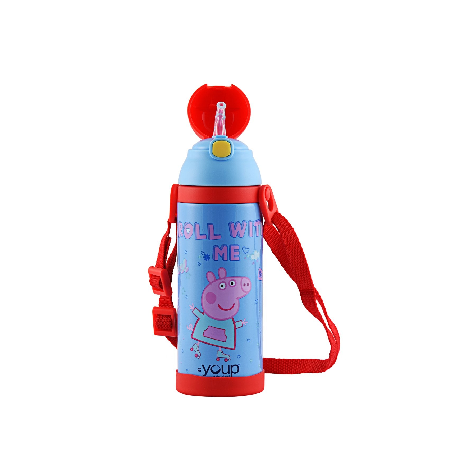 Youp Stainless Steel Insulated Orange Color Peppa Pig Kids Sipper Bottle Logan - 500 Ml