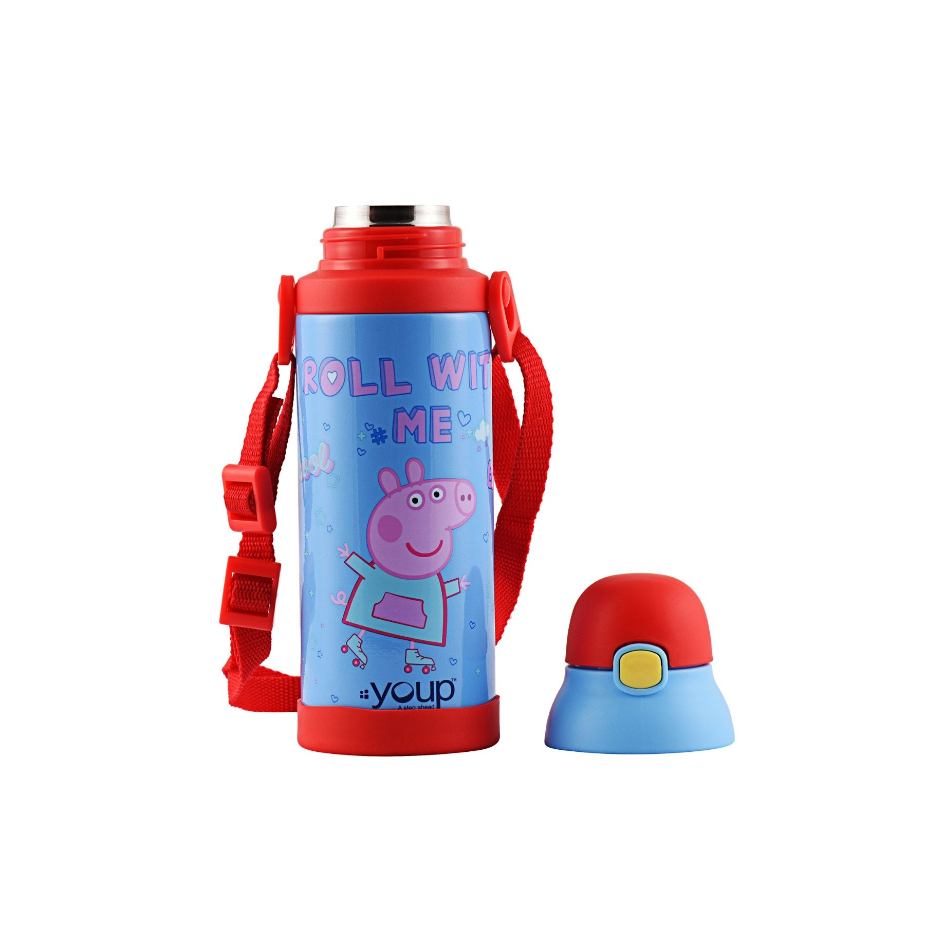 Youp Stainless Steel Insulated Orange Color Peppa Pig Kids Sipper Bottle Logan - 500 Ml