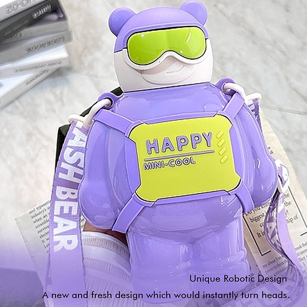 Purple Happy Ted Stainless Steel water Bottle for Kids, 450ml - Little Surprise BoxPurple Happy Ted Stainless Steel water Bottle for Kids, 450ml