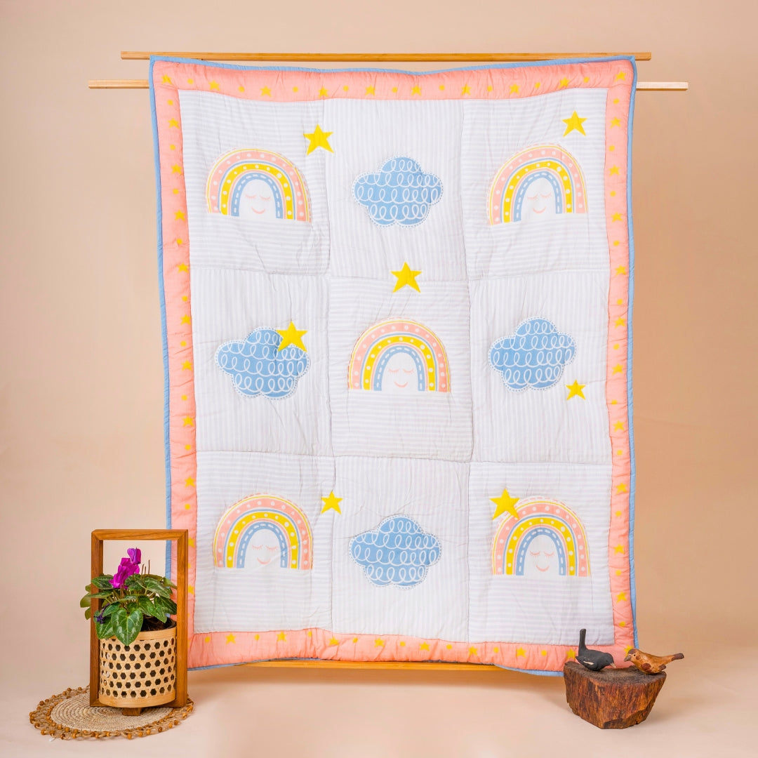 Gudgoodie Cotton Muslin Baby Quilt - Rainbow Dreams