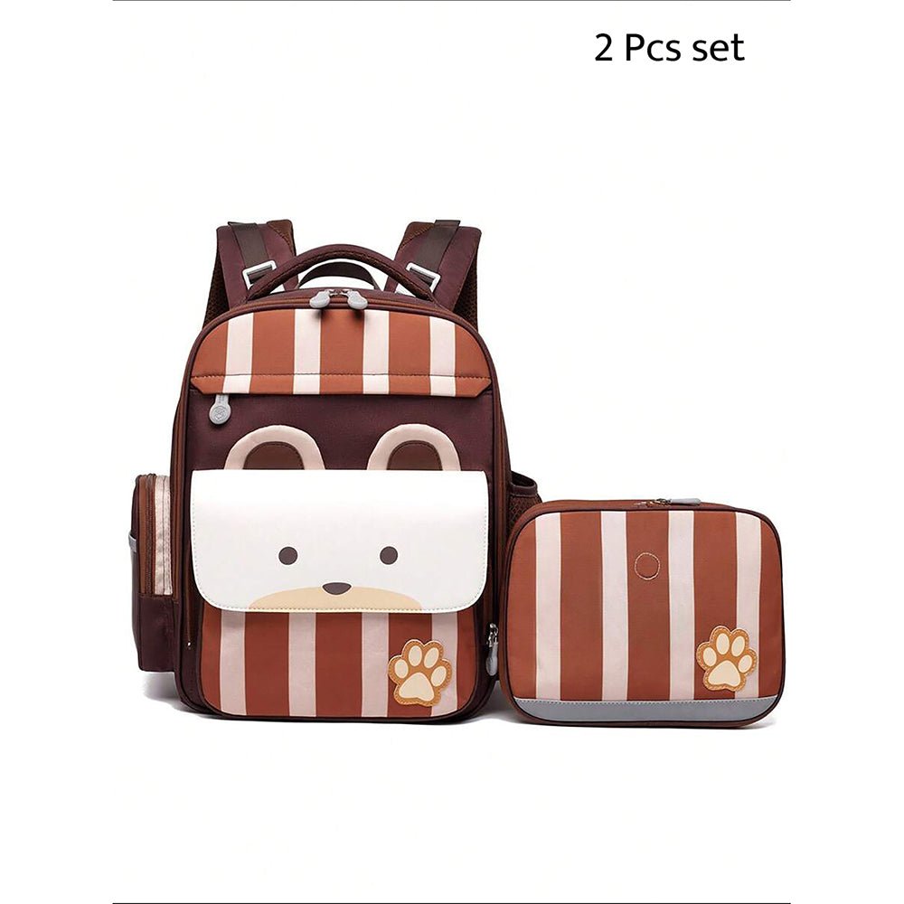 Shiny Brown Bear Lunchbag and Ergonomic School Backpack for Kids.(2 pcs set) - Little Surprise BoxShiny Brown Bear Lunchbag and Ergonomic School Backpack for Kids.(2 pcs set)