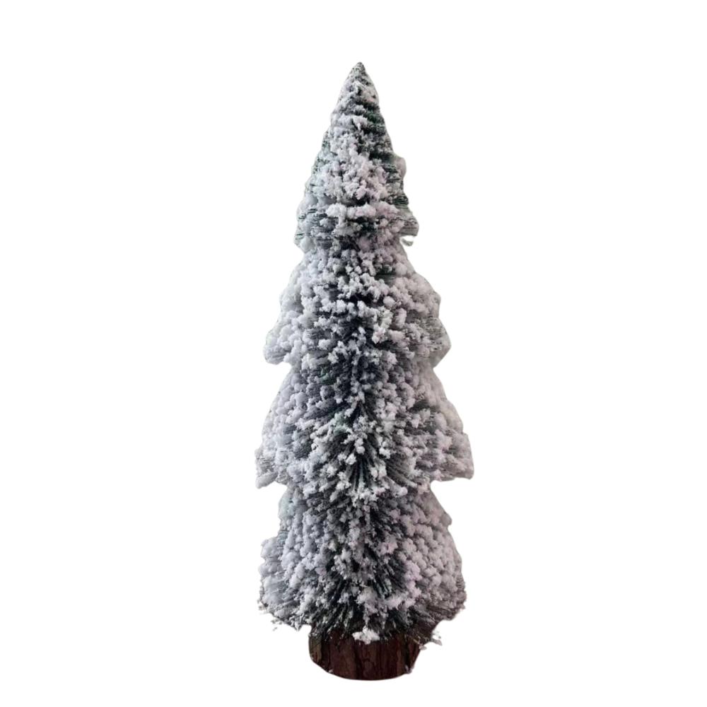 SWEN SILVERLY Tabletop Christmas Tree With Frosting And Wooden Base, Pack Of 3