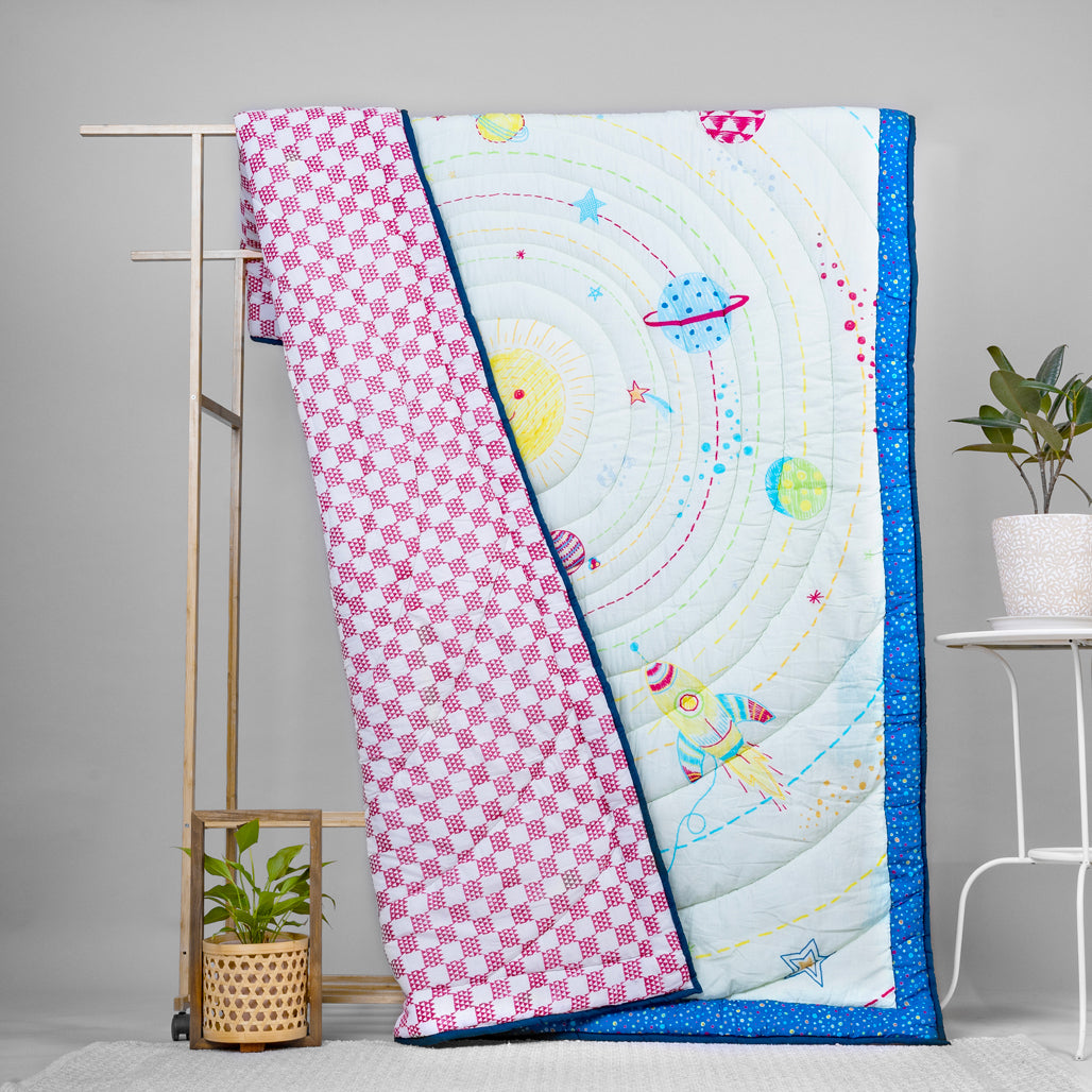 Gudgoodie Cotton Muslin Baby Quilt - Galactic Adventure