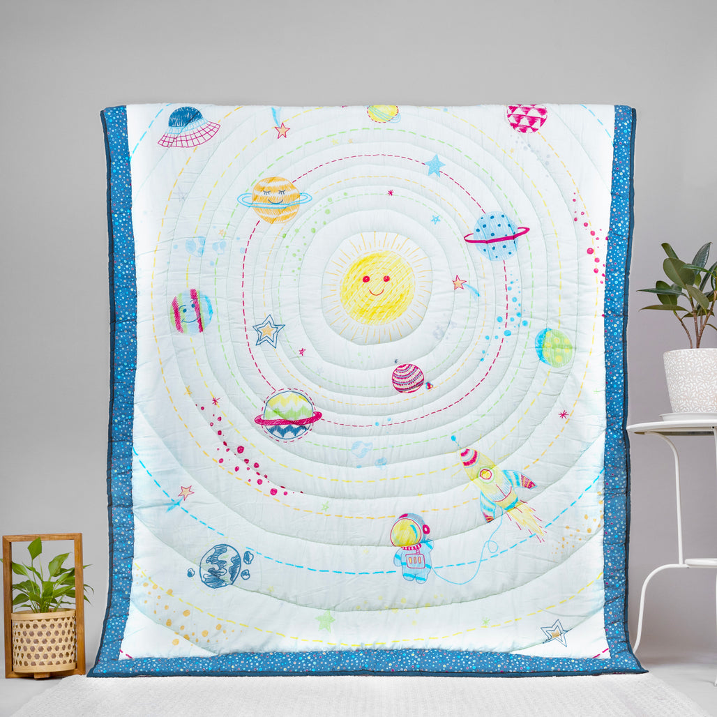 Gudgoodie Cotton Muslin Baby Quilt - Galactic Adventure