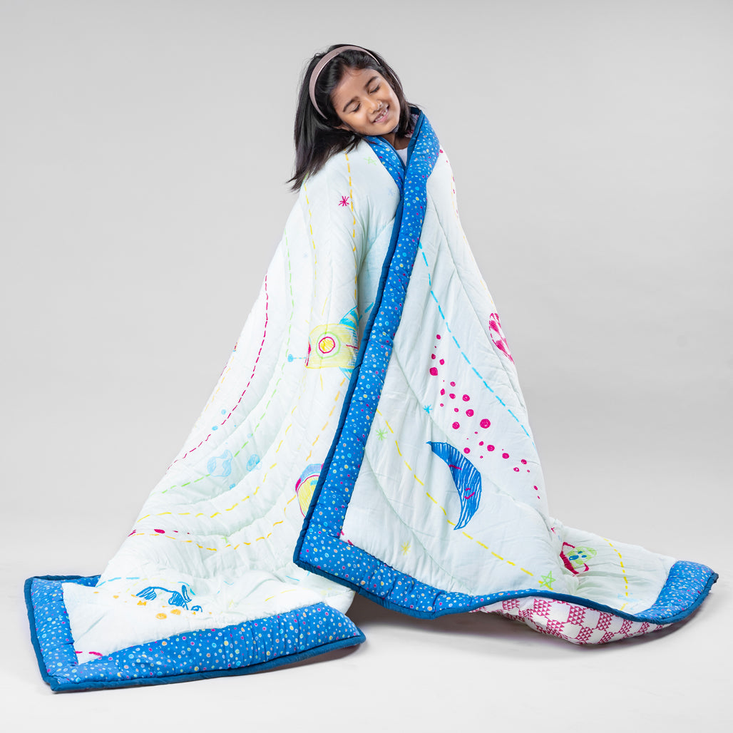 Gudgoodie Cotton Muslin Baby Quilt - Galactic Adventure