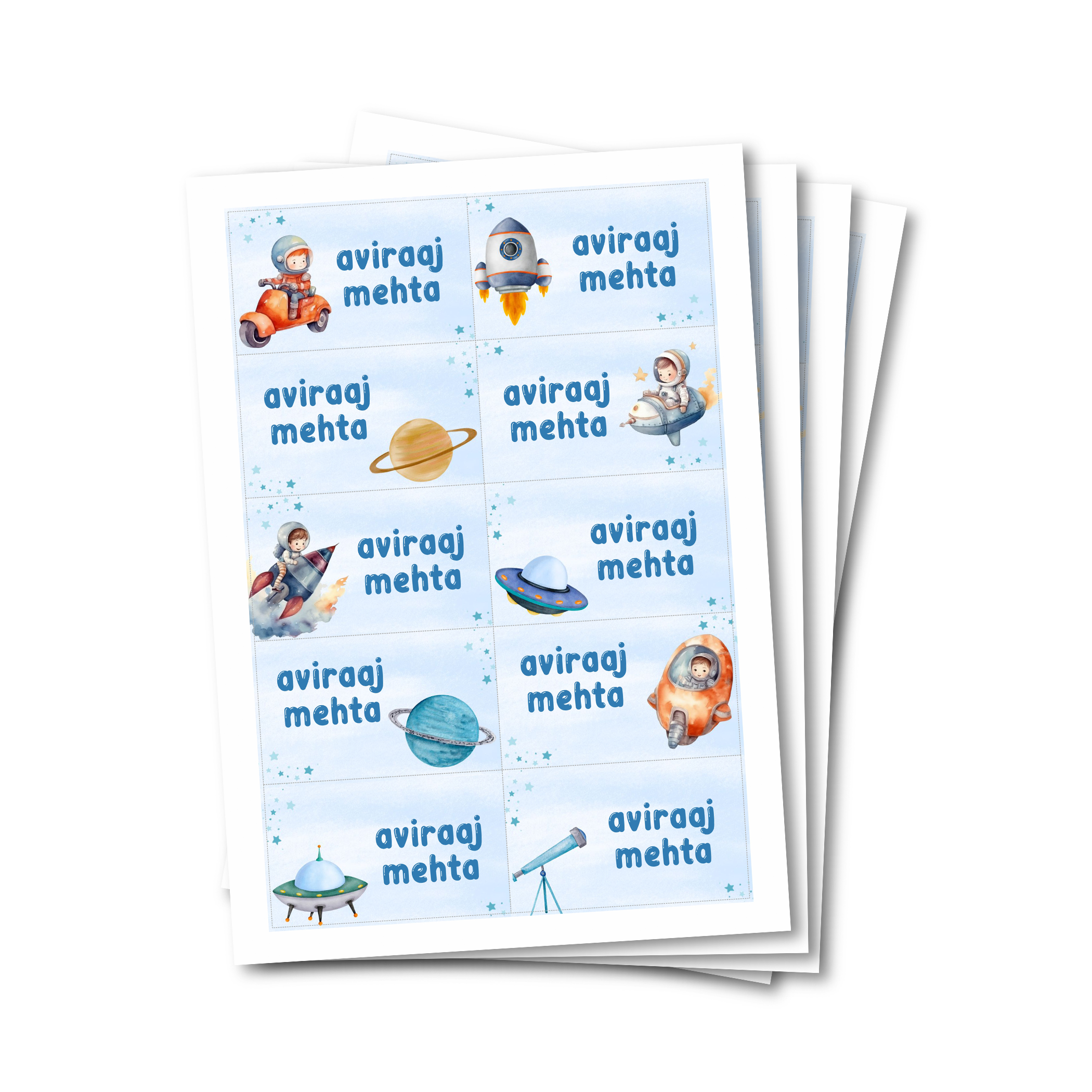 Waterproof Labels - Space (Set Of 40)