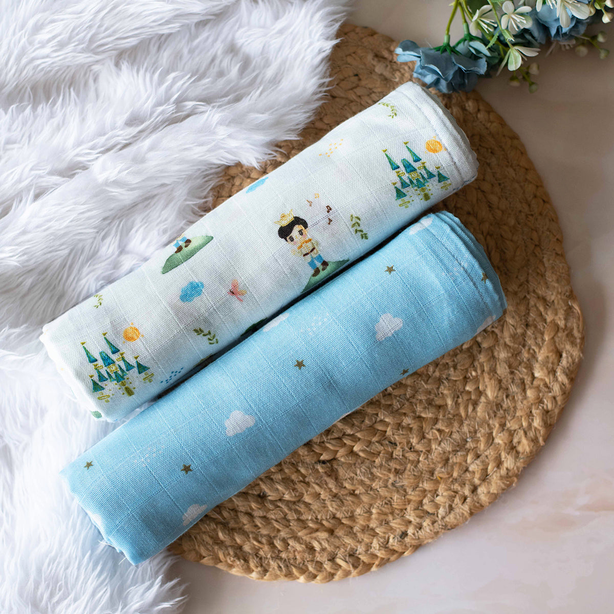 Tiny Snooze Organic Muslin Swaddles (Set of 2)- The Little Prince